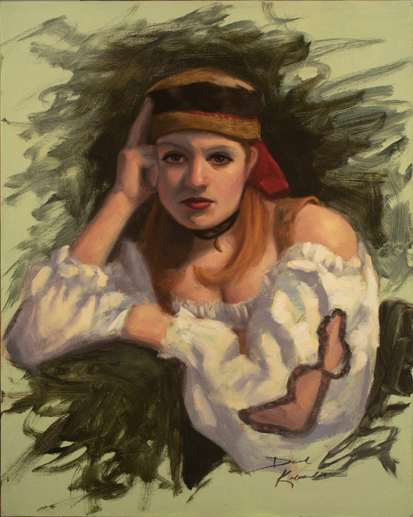 Gypsy Girl, painting from life<br>16x20 inch<br>oil on canvas<br>no frame<br>$600