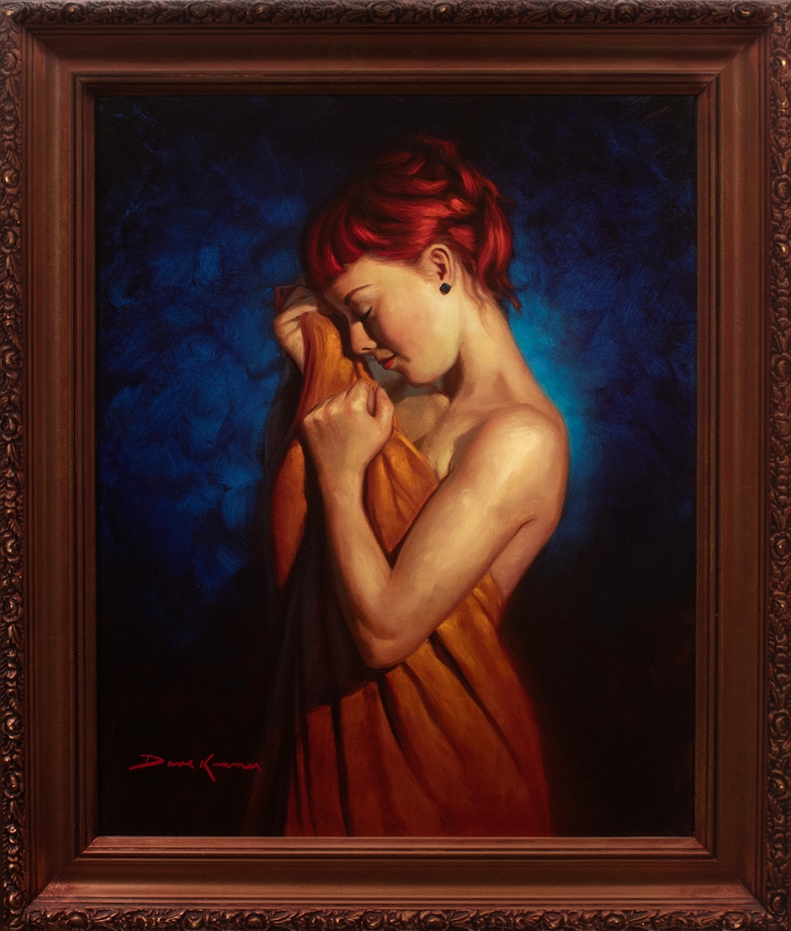 Red Wrapped In  Gold<br>16x22 inch<br>oil on canvas<br>20x24 framed<br>$1,500