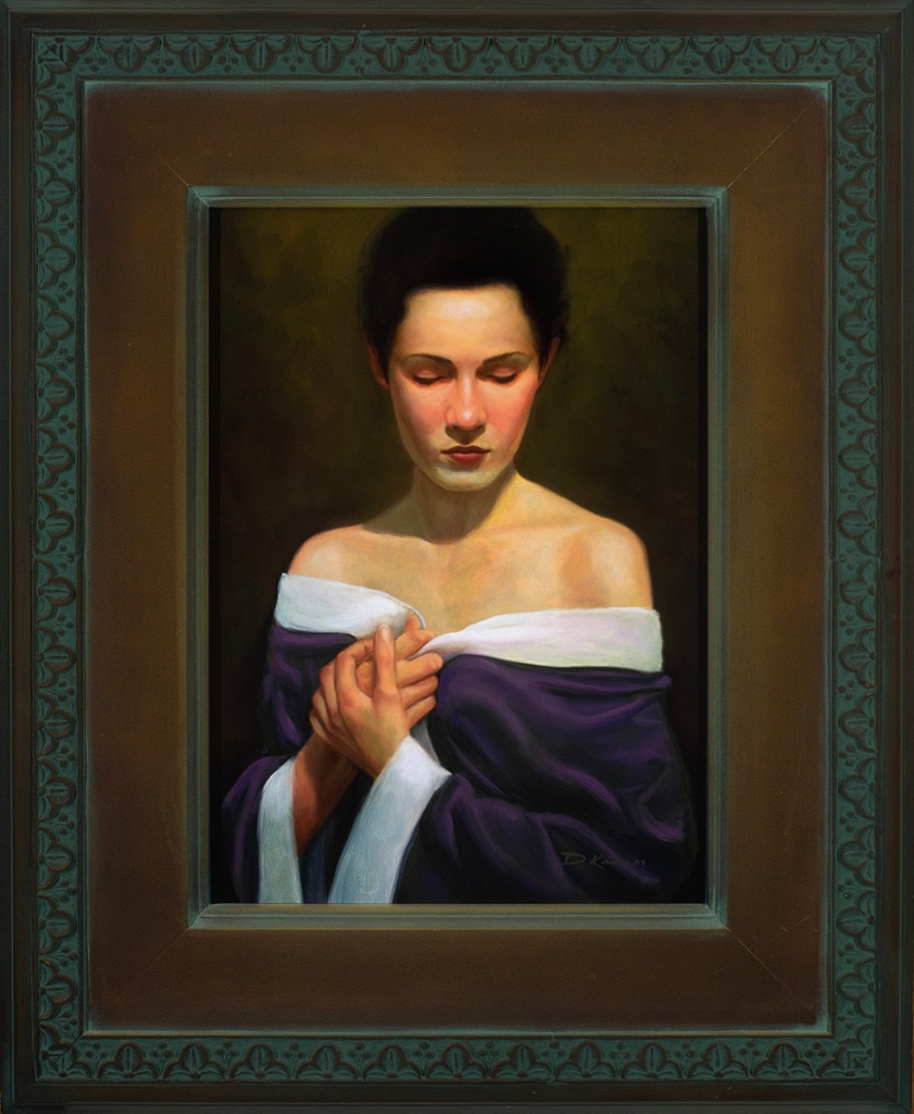 Purple Robe<br>11x15 inch<br>oil on cotton panel<br>Artist Made Frame 19x23<br>$1,500